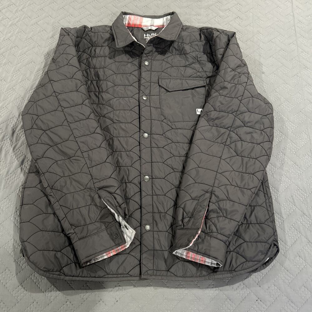 HUK scale quilt button down shacket large
